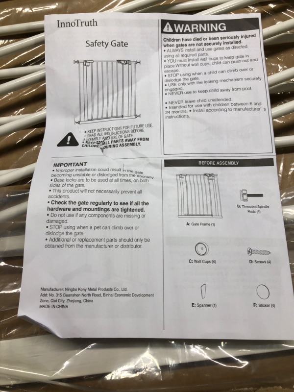 Photo 4 of InnoTruth 29"- 39.6“ Baby Gate for Doorways and Stairs, 36" Extra Tall No Drill Wall Protected Dog Gate, 45cm Wide Walk Thru Auto Close Metal Child Gate, Easy to Install and One-Hand Opening, White White 36" Tall