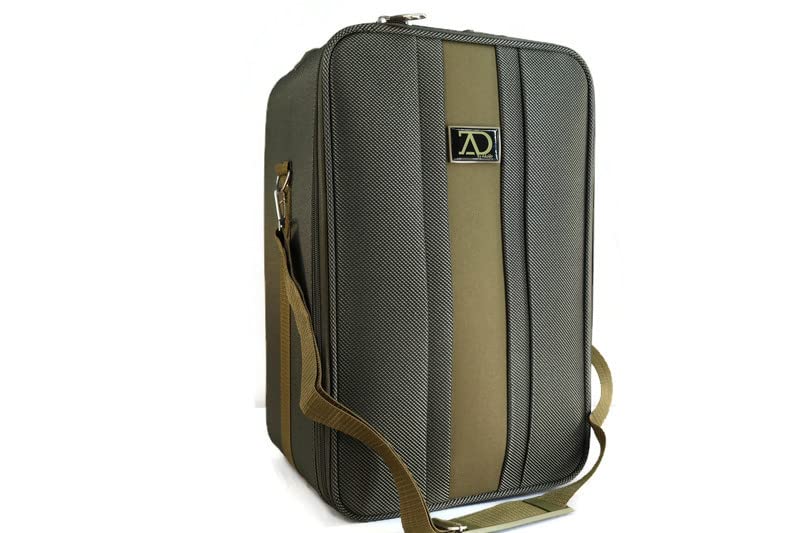 Photo 1 of Adolfo Design Medium Wig Travel Box with Top Handle, Shoulder Strap & Double Zipper, Carrying Case with Removable Head-Holding Base - Gray & green Medium Grey and green