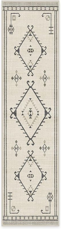 Photo 2 of 
RUGGABLE Damali Runner Rug - Perfect Boho Washable Rug for Entryway Hallway Kitchen - Pet & Child Friendly - Stain & Water Resistant - Black &...