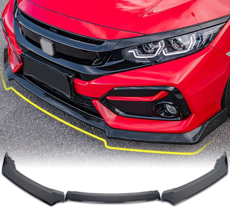 Photo 7 of ARCHAIC Front Spoiler for Honda Civic 2016-2022, Bumper Lip Chin Spoiler for Civic Hatchback/Sedan/Coupe/Type R FK7 FK8 Si, Front Splitter (Carbon Fiber Print)