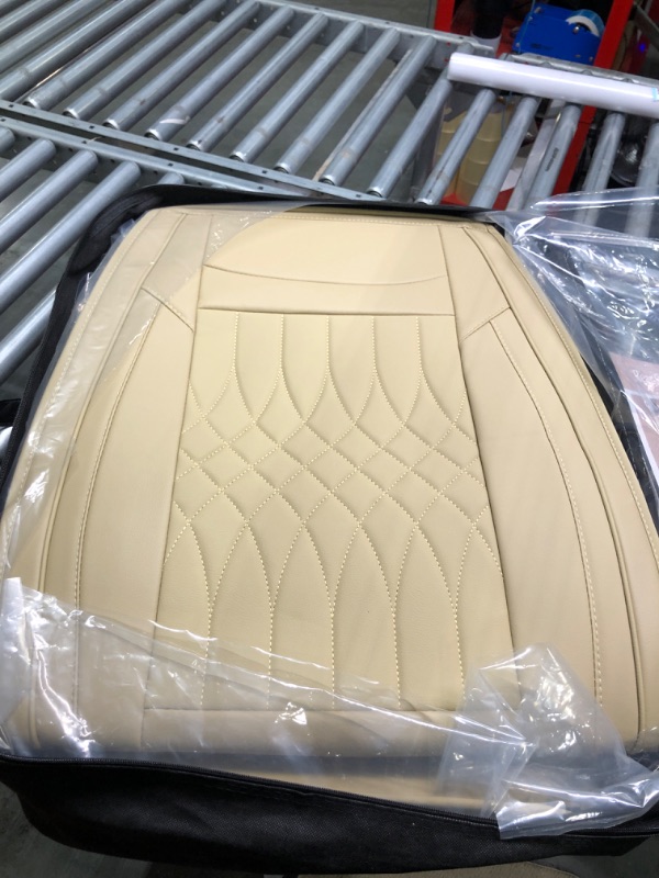 Photo 3 of Sanwom Leather Car Seat Covers 2 PCS Front, Universal Automotive Vehicle Seat Covers, Waterproof Vehicle Seat Covers for Most Sedan SUV Pick-up Truck, Beige 02-2PCS FRONT 02F-Beige