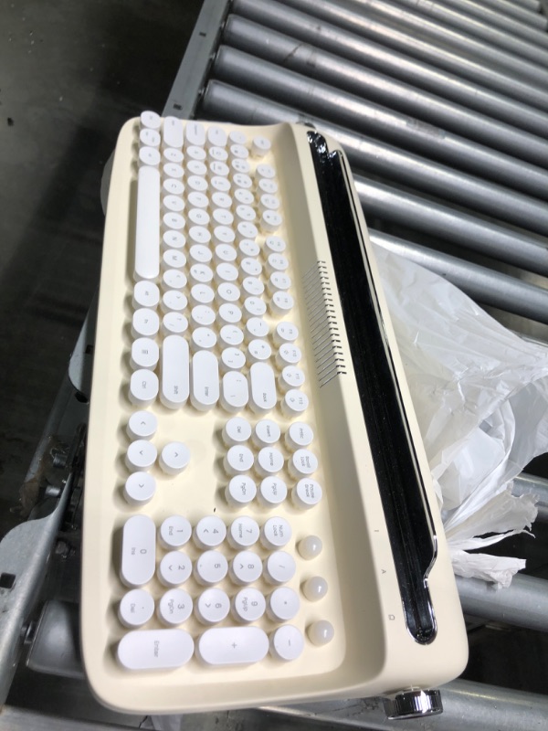 Photo 2 of YUNZII ACTTO B503 Wireless Typewriter Keyboard, Retro Bluetooth Keyboard with Integrated Stand for Multi-Device (B503, Ivory Butter) B503 Ivory Butter