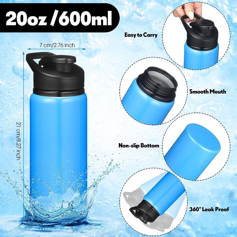 Photo 2 of Aluminum Water Bottle Bulk Reusable Sport Bottle with Snap Cap Multipack Leak Proof Travel Bottle for Kids Adults Gym Hiking Camping Running Cycling Outdoor Sport