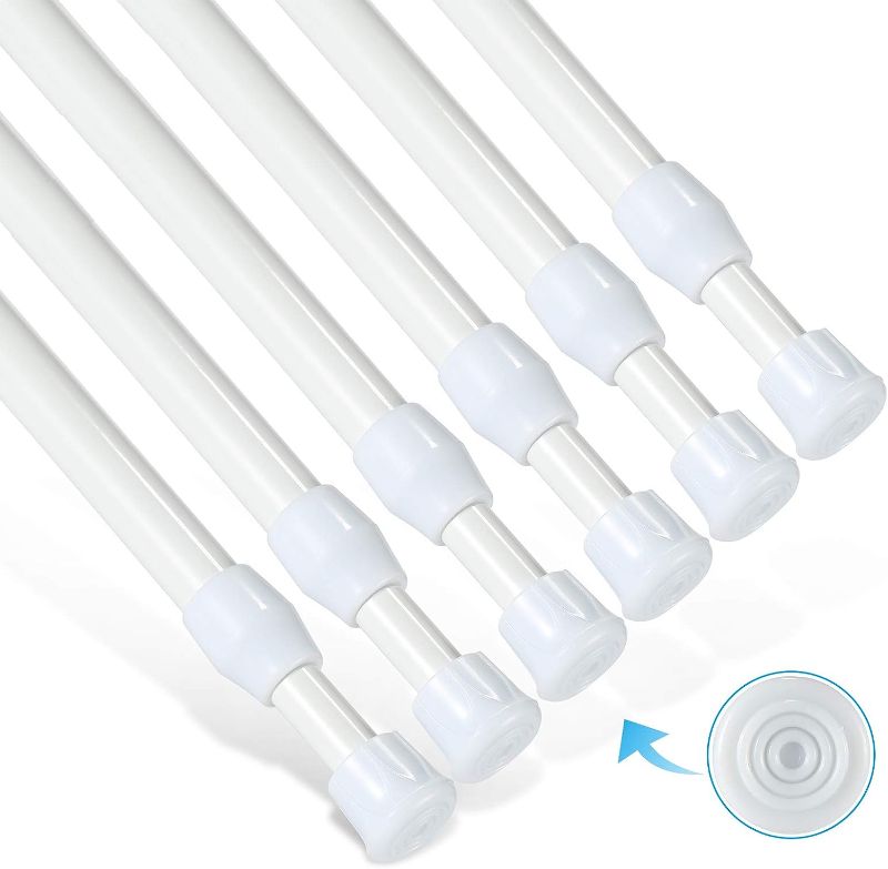 Photo 1 of 6Pcs Tension Rod, Goowin Tension Rods for Windows, No Drilling Rustproof Spring Adjustable Tension Curtain Rod for Doors, Windows, Wardrobe Bars, Drying Support Rods (White, 28-48 inch) White 28-48 inch