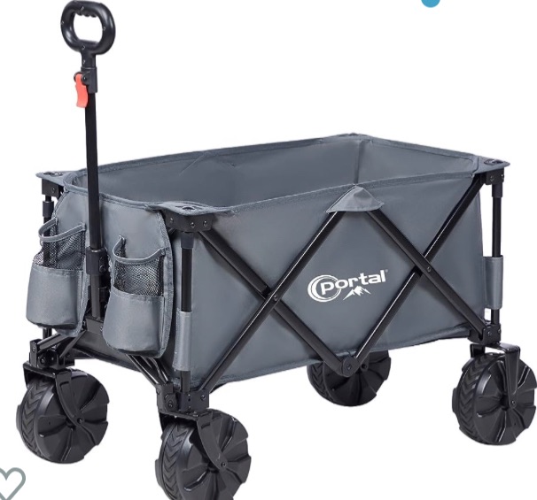 Photo 1 of PORTAL Collapsible Folding Utility Wagon, Foldable Wagon Carts Heavy Duty, Large Capacity Beach Wagon with All Terrain Wheels, Outdoor Portable Wagon for Camping, Garden, Shopping, Groceries, Grey