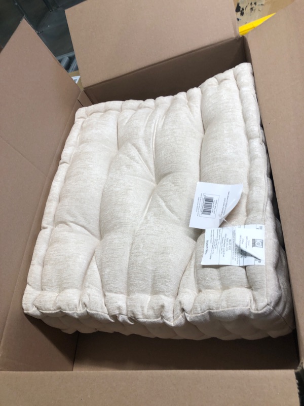 Photo 2 of 20&#34;x20&#34; Oversize Diah Poly Chenille Square Floor Pillow Ivory - Intelligent Design