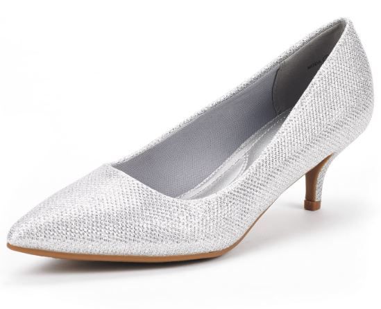 Photo 1 of Dream Pairs Women's Dress Pump Shoes Low Heel Pointed Toe Wedding Party Heel Shoes Moda Silver/Glitter Size 7
