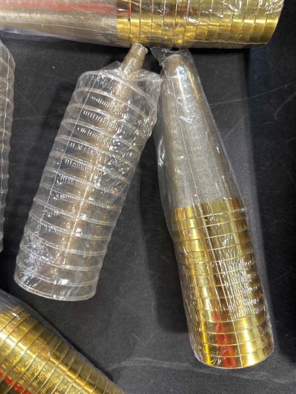 Photo 1 of 70pc Glitter Plastic Classicware Glass Like Champagne Wedding Parties Toasting Flutes Party Cocktail Cups (Gold Rimmed w/ Gold Glitter)