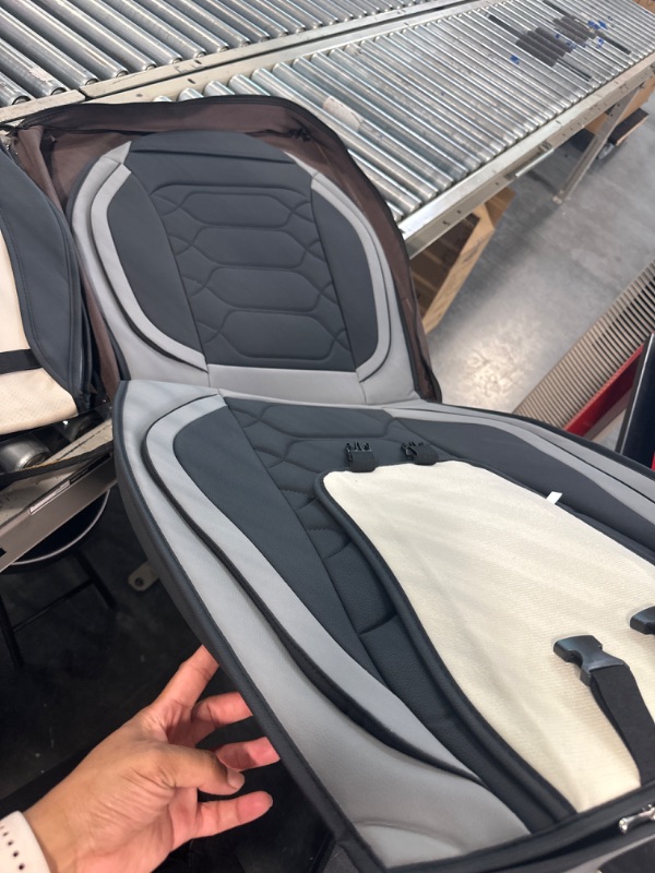 Photo 1 of OASIS AUTO Car Seat Covers Accessories 2 Pieces Front Premium Nappa Leather Cushion Protector Universal Fit for Most Cars SUV Pick-up Truck, Automotive Vehicle Auto Interior Décor (OS-004 Black&Gray) FRONT PAIR BLACK&GREY