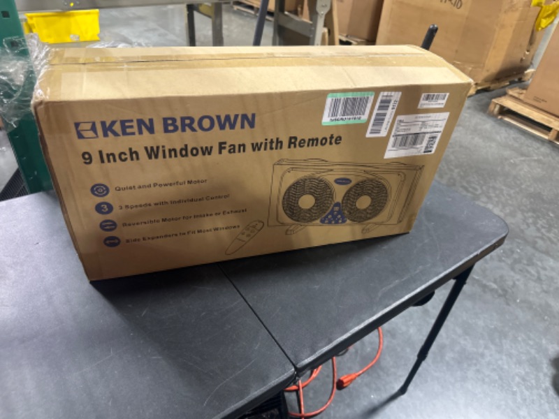 Photo 2 of ***POWERS ON - MISSING REMOTE*** KEN BROWN 9 Inch Twin Window Fan With Remote, 3-Speed Reversible Air Quiet Flow and Thermostat Control,ETL Safety Listed