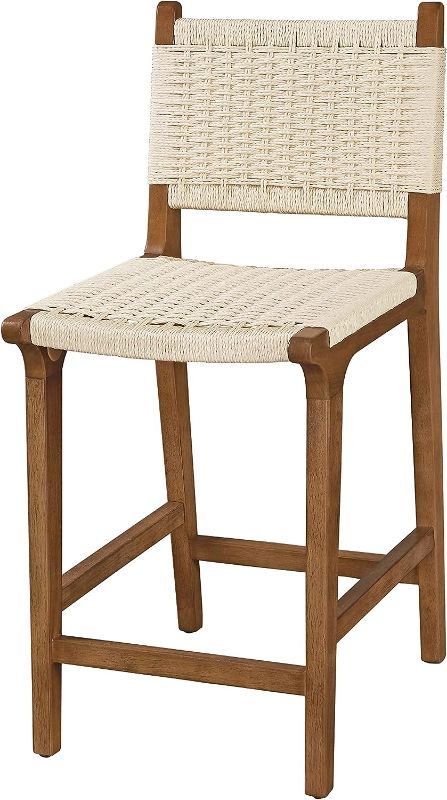 Photo 1 of Ball & Cast Woven Bar Stools Counter Height Stools 24" Seat Height Stool Chair, Natural Rope Paper Set of 1