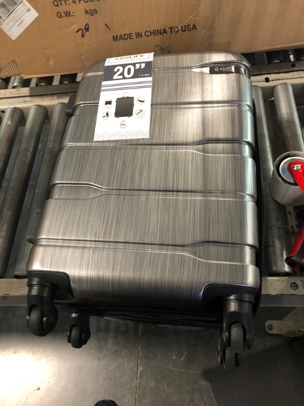 Photo 3 of Coolife Luggage Expandable(only 28") Suitcase PC+ABS Spinner Built-In TSA lock 20in 24in 28in Carry on Charcoal. S(20in_carry on)