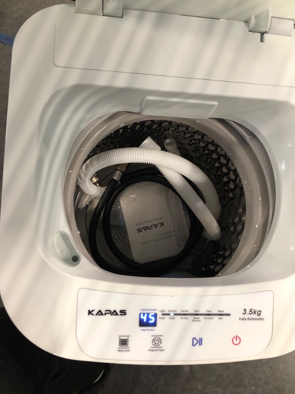 Photo 3 of kapas kps35-735h2 upgraded compact washing machine, fully automatic 2-in-1 washer and spin dryer machine build-in pump and long hose, 8 lbs. capacity 8 lbs. top load tub washer