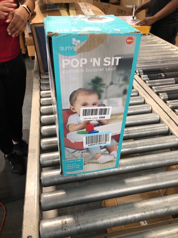 Photo 3 of Summer Pop ‘N Sit Portable Booster Chair, Coral & Gray - Booster Seat for Indoor/Outdoor Use - Fast, Easy and Compact Fold