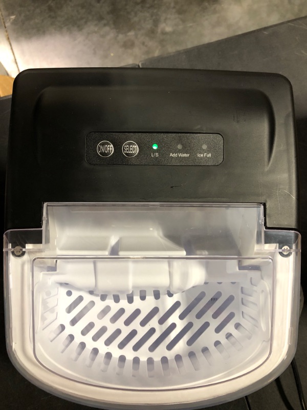 Photo 1 of Countertop Ice Maker, 9 Cubes Ready in 6 Mins, 26lbs in 24Hrs, Self-Cleaning Ice Machine with Ice Scoop and Basket, 2 Sizes of Bullet Ice for Home Kitchen Office Bar Party(White) Medium Black