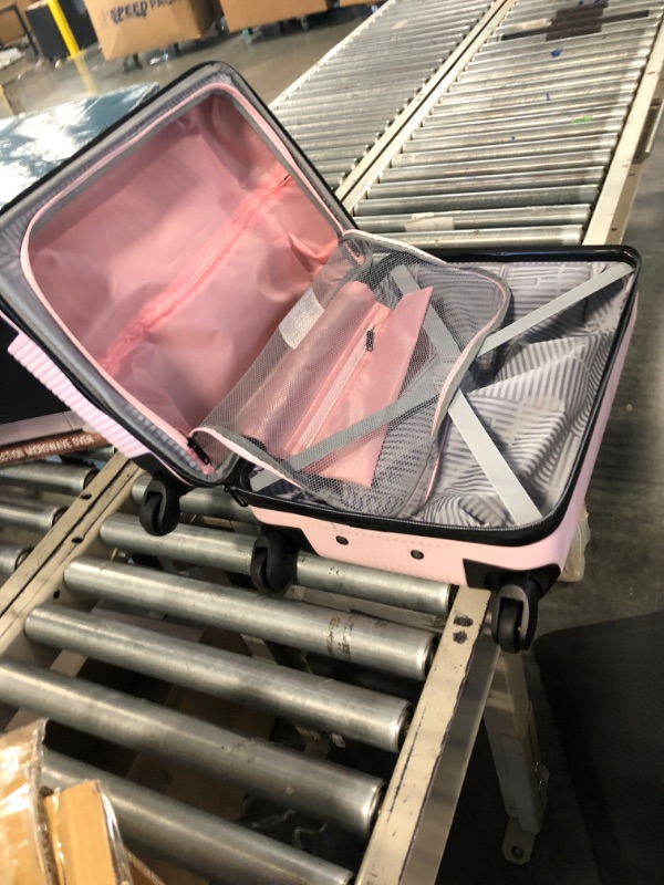 Photo 4 of American Tourister Stratum XLT Expandable Hardside Luggage with Spinner Wheels, Pink Blush, Carry-On 21-Inch Carry-On 21-Inch Pink Blush