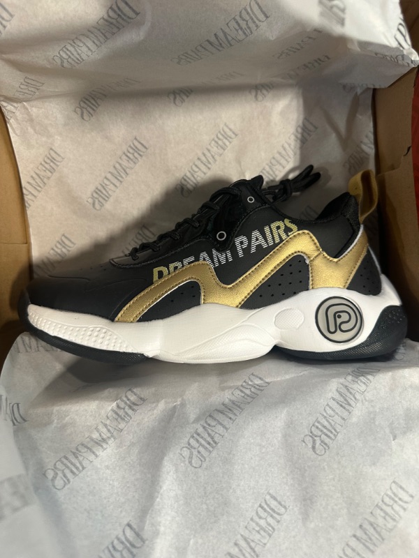 Photo 4 of DREAM PAIRS Boys Girls Sneakers Sports Athletic Shoes Little Kid/Big Kid 5 Big Kid Black/Gold