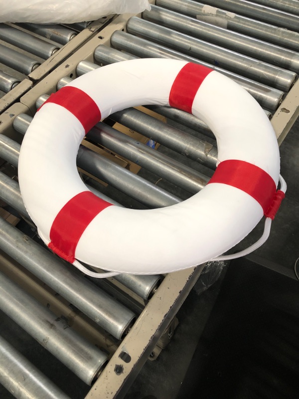 Photo 2 of 20 inch/50cm Small Diameter Swim Foam Ring Buoy Swimming Pool Safety Life Preserver with Perimeter Rope Red 20INCH