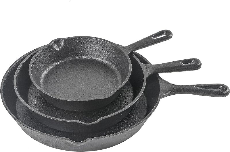Photo 1 of  2-Piece Cast Iron Skillet Set – 8 inch, and 12 inch - Pre-seasoned Cast Iron Cookware
(2 pieces)