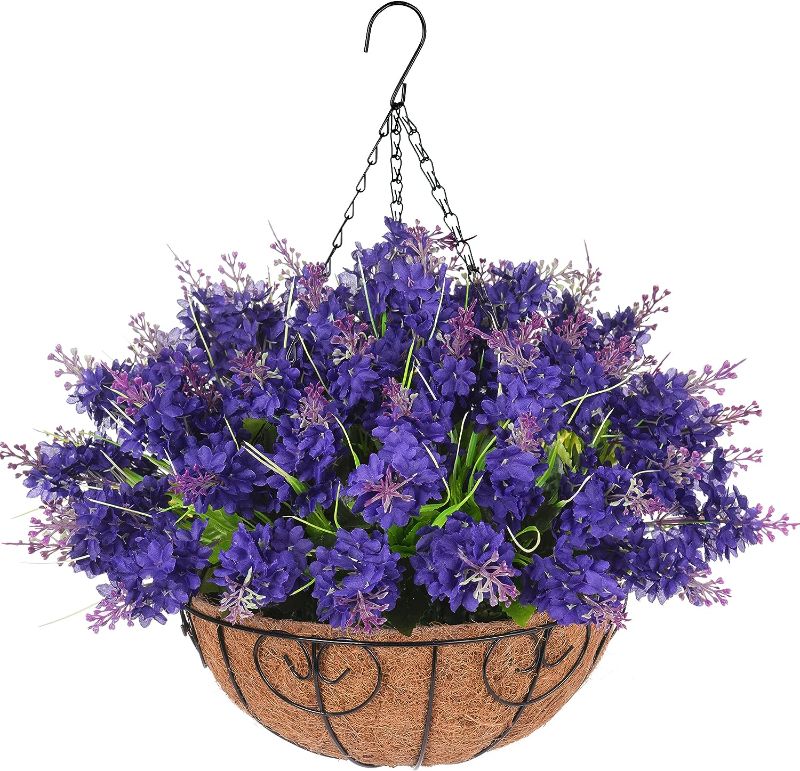 Photo 1 of artificial lavender flowers hanging corand indoor Purple
