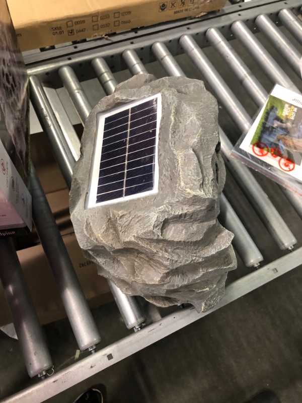 Photo 1 of Alpine Corporation Waterproof Bluetooth Solar-Powered Outdoor Wireless Rock Speaker, Gray