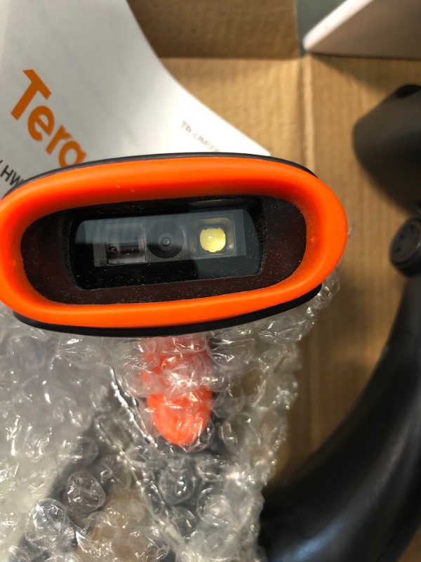 Photo 1 of Tera Pro Fully Upgraded Wireless 2D QR Barcode Scanner with Stand, 3 in 1 Bluetooth & 2.4GHz Wireless & USB Wired, Connect Smart Phone Tablet PC, Image Bar Code Reader with Vibration Alert, HW0002 Orange