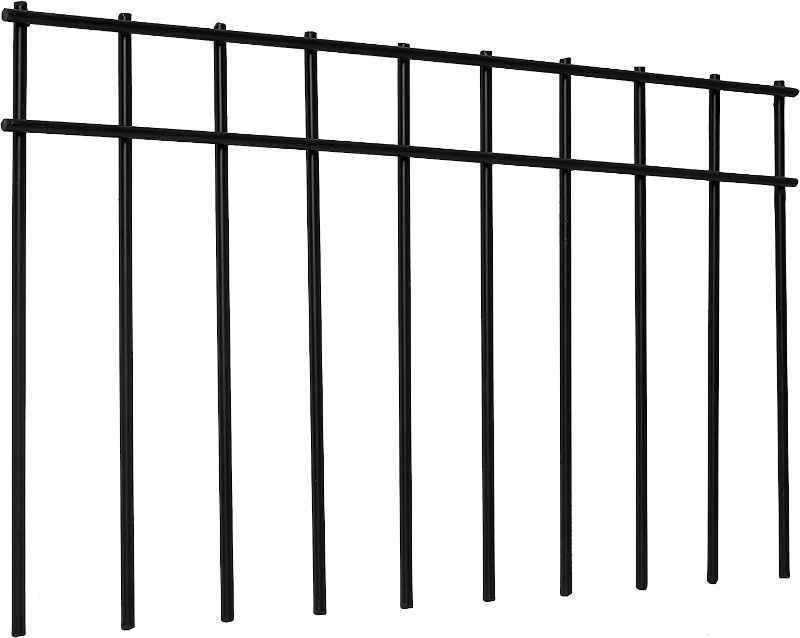 Photo 1 of 17”x10” (10 Pack) No Dig Animal Barrier Fence with 1.5inch Spike Spacing, 4 Gauge Black Powder Coated Steel - Underground Decorative Dog Fence Ground Stakes for Outdoor Garden Yard Patio
