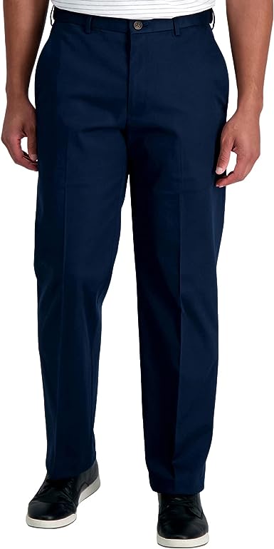 Photo 1 of Haggar Men's Premium No Iron Khaki Classic Fit Expandable Waist Flat Front Pant Reg. and Big & Tall Sizes (50x32)
