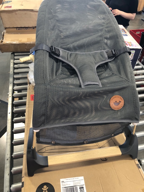 Photo 1 of ANGELBLISS Baby Bouncer, Portable Bouncer Seat for Babies, Infants Bouncy Seat with Mesh Fabric, Natural Vibrations (Dark Grey) Dark Gray