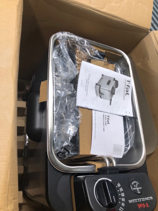 Photo 3 of **BROKEN KNOB*** T-fal Deep Fryer with Basket, Stainless Steel, Easy to Clean Deep Fryer, Oil Filtration, 2.6-Pound, Silver, Model FR8000 Clean oil filtration system