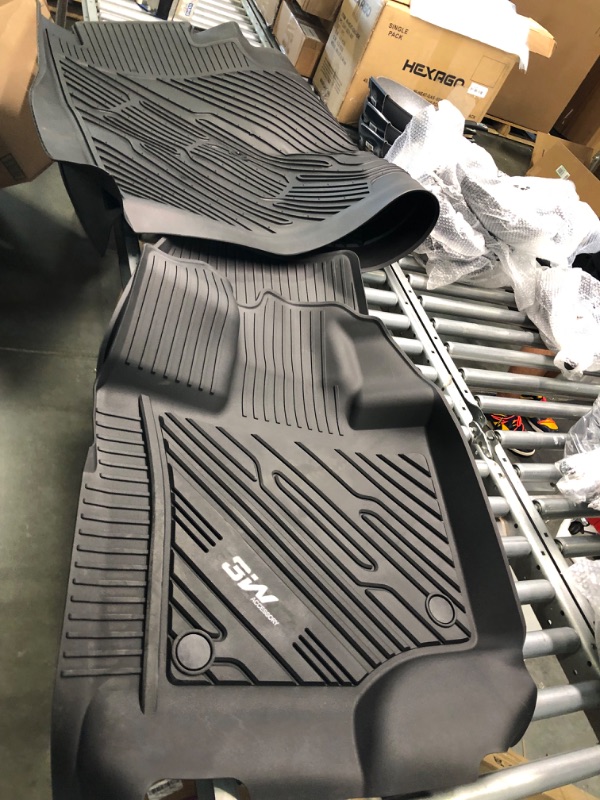 Photo 1 of 3W Floor Mats Compatible for Ford F150 SuperCrew Cab 2015-2023 TPE All Weather Custom Fit Floor Liner for Ford F150 SuperCrew Cab 1st and 2nd Row Full Set Car Liners Black 2015-2023 F150 Floor Mats