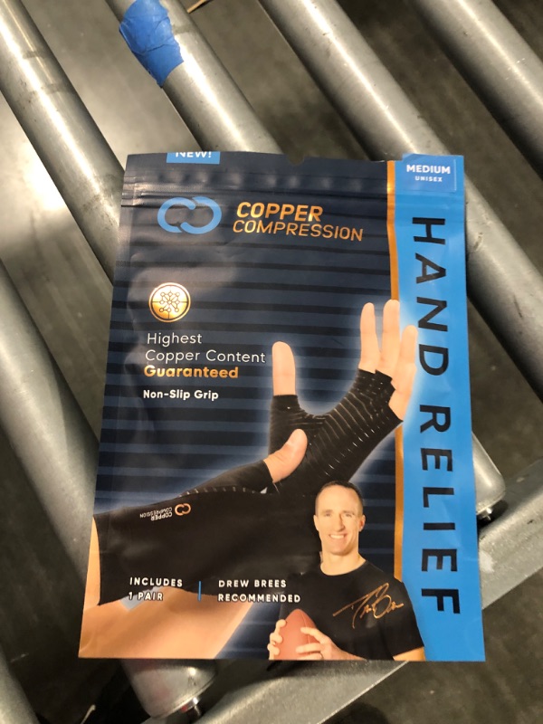 Photo 1 of Copper Compression Arthritis Gloves - Orthopedic Brace - Copper Infused Fingerless Glove for Arthritis Pain. For Women & Men Black Medium (1 Pair)