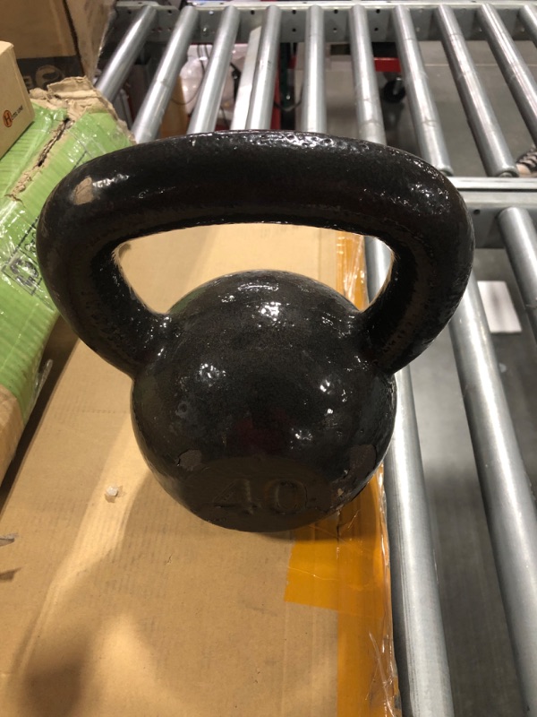 Photo 2 of Amazon Basics Cast Iron Kettlebell with Enamel Finish, 40-Pound, Black