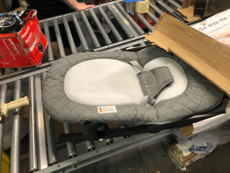 Photo 1 of Baby Delight Aura Deluxe | Portable Baby Bouncer for Infants | Baby Rocker | Quilted Charcoal Tweed Grey