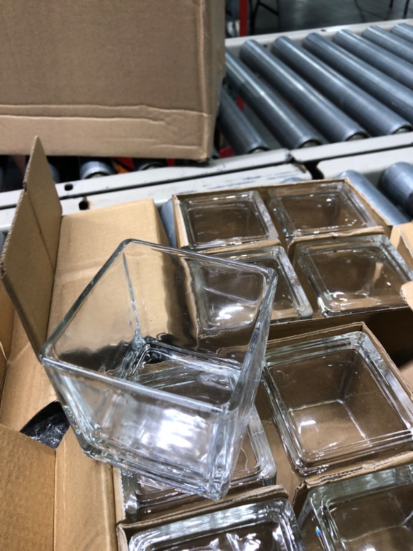 Photo 3 of 16 Pieces Clear Square Glass Vase for Centerpieces Set Glass Cube Square Candle Holders Glass Flower Vases for Home Garden Wedding Decorations Formal Dinners (3 x 3 Inch)