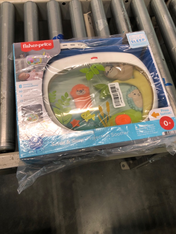 Photo 1 of Fisher-Price Settle & Sleep Projection Soother, Crib-attaching Baby Soother with Gentle Music, Lights, and Moving Animal pals