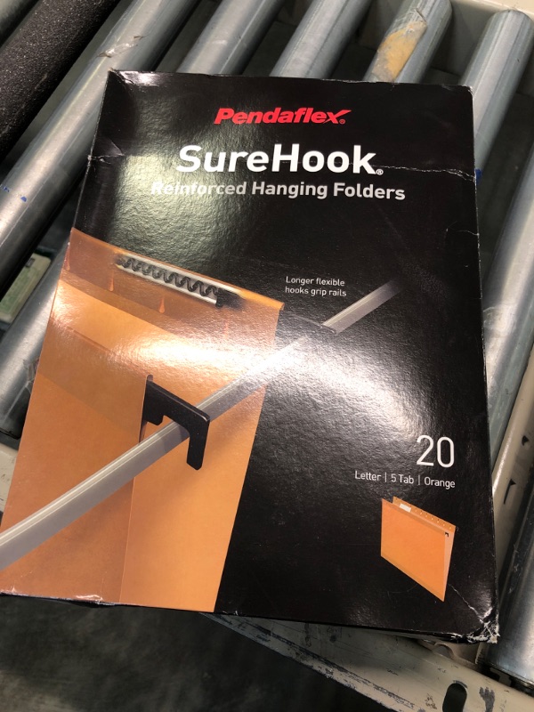 Photo 2 of Pendaflex SureHook Hanging Folders, Letter Size, 1/5-Cut Tabs, Orange, 20/Box