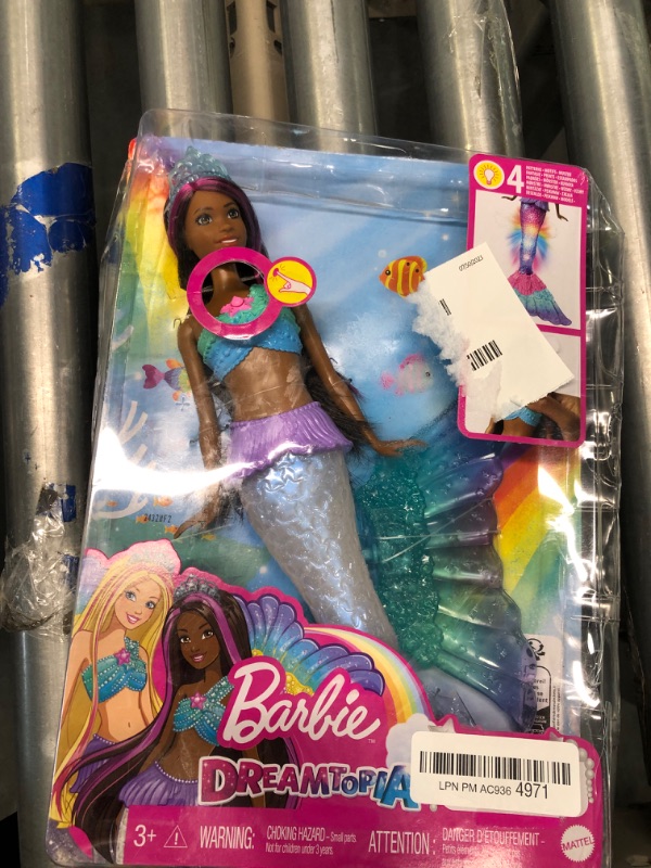 Photo 1 of Barbie Dreamtopia Doll, Mermaid Toy with Water-Activated Light-Up Tail, Purple-Streaked Hair & 4 Colorful Light Shows Modern Multicolor