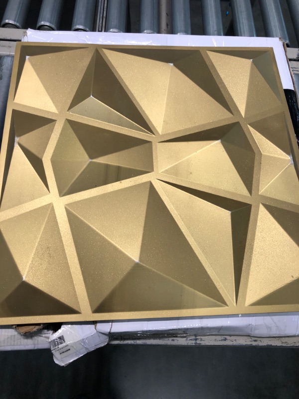 Photo 4 of Art3d Textures 3D Wall Panels Wood Diamond Design for Interior Wall Decor Pack of 8 GOLDEN GLITTER