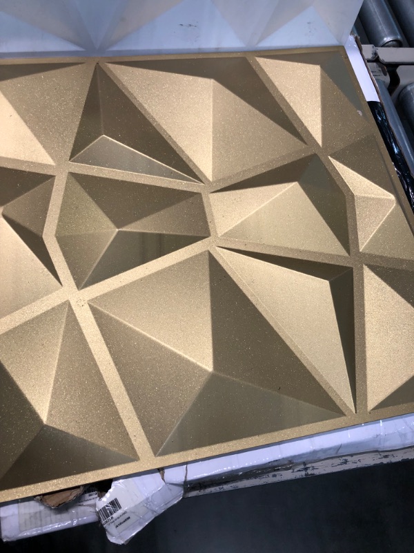 Photo 3 of Art3d Textures 3D Wall Panels Wood Diamond Design for Interior Wall Decor Pack of 8 GOLDEN GLITTER