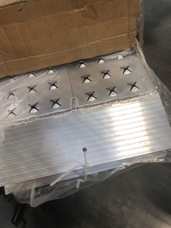 Photo 2 of Aluminum Shed Ramps 39x12inch, gardhom 2PC Riding Mower Ramps 1200lbs Capacity for Curb Dirt Bike Lawn Mower Ramps Silver 39x12"-1pair