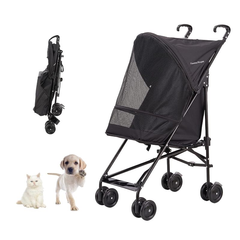 Photo 1 of Favonius poupee Lightweight Pet Stroller,Dog Stroller for Small Dogs & Cats, Compact Portable Travel Cat Dog Stroller (Black)