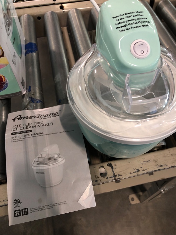 Photo 3 of Americana Collection Elite EIM520M 1 Quart Automatic Easy Homemade Electric Ice Cream Maker, Frozen Yogurt, Sorbet, Gelato Treat, with Recipes, Mint