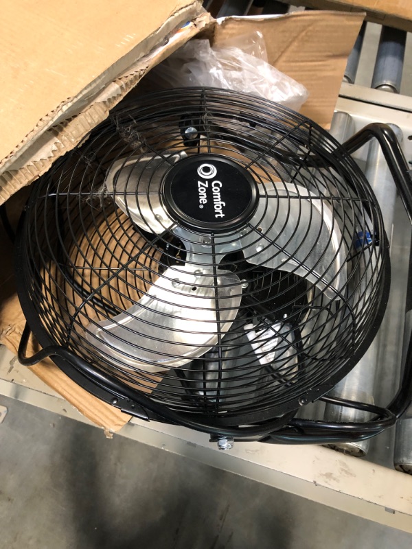 Photo 3 of Comfort Zone CZHV12B High Velocity Cradle Fan | 3 Speed, 12 Inch Fan with All Metal Construction, Black