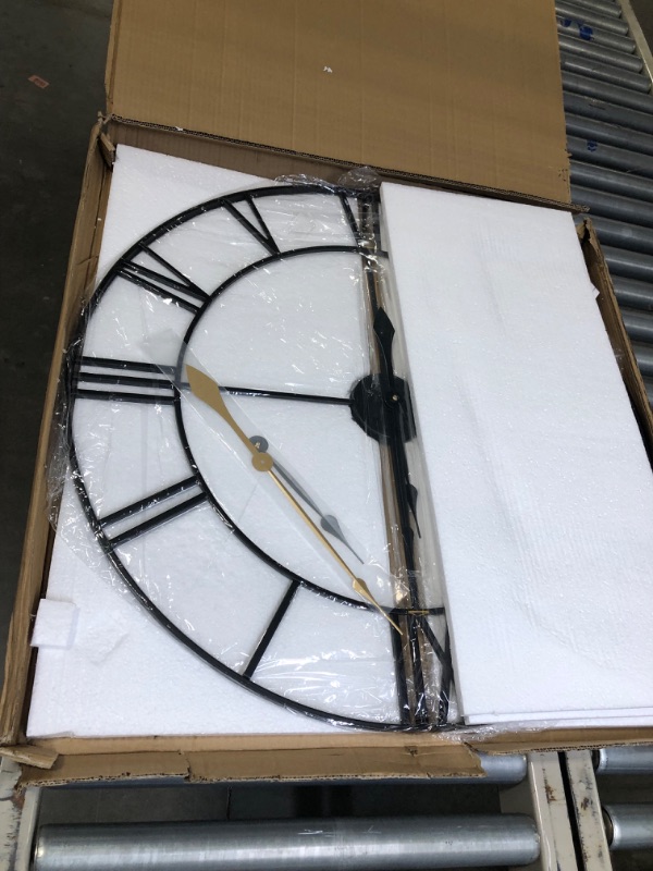 Photo 1 of 80CM Large Modern Metal Wall Clocks Oversize Round Nearly Silent Modern Style Black Roman Numeral Wall Clock for Kitchen,Living Room,Bedroom Wall Home Decor 80cm Black