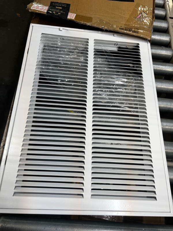 Photo 3 of 14"W x 20"H [Duct Opening Size] Steel Return Air Filter Grille (AGC Series) Detachable Door, for 1-inch Filters, Vent Cover Grill, White, Outer Dimensions: 16 5/8"W X 22 5/8"H for 14x20 Opening Duct Opening Size: 14"x20"
--Appears New, Open Box--