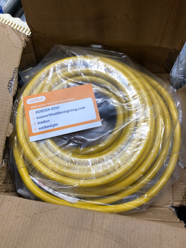 Photo 3 of 50Ft 12/3 Outdoor Extension Cord 12 Gauge SJTW Heavy Duty Waterproof Yellow 3 Prong, Flexible Long Power Cable for Garden Home or Office Use Indicator Light ETL Listed 50 FT