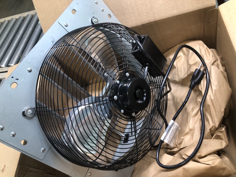 Photo 3 of 14 Inch Shutter Exhaust Fan Aluminum High Speed 1600RPM, 1000 CFM, Silver, with Adjustable Programmable Thermostat Fan+Power Cord+Thermostat 14 Inch