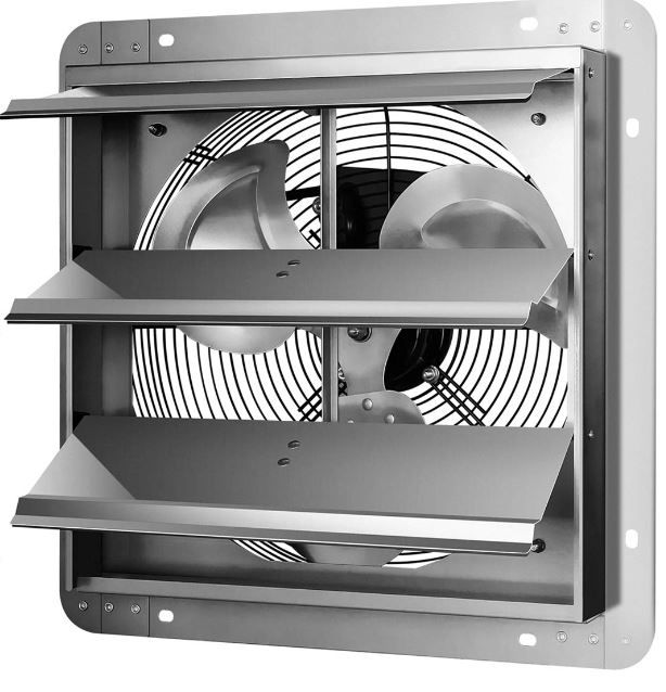 Photo 1 of 14 Inch Shutter Exhaust Fan Aluminum High Speed 1600RPM, 1000 CFM, Silver, with Adjustable Programmable Thermostat Fan+Power Cord+Thermostat 14 Inch