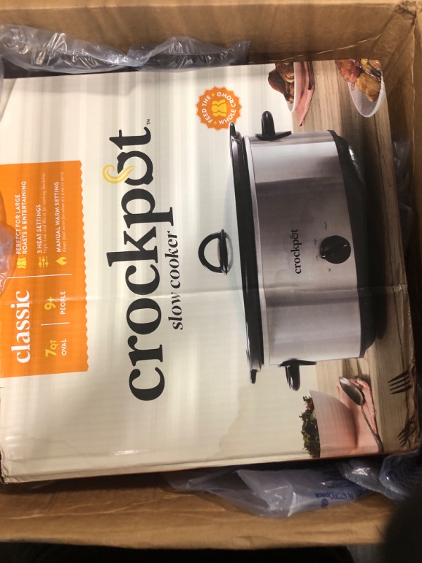 Photo 2 of Crock-Pot 7 Quart Oval Manual Slow Cooker, Stainless Steel (SCV700-S-BR)